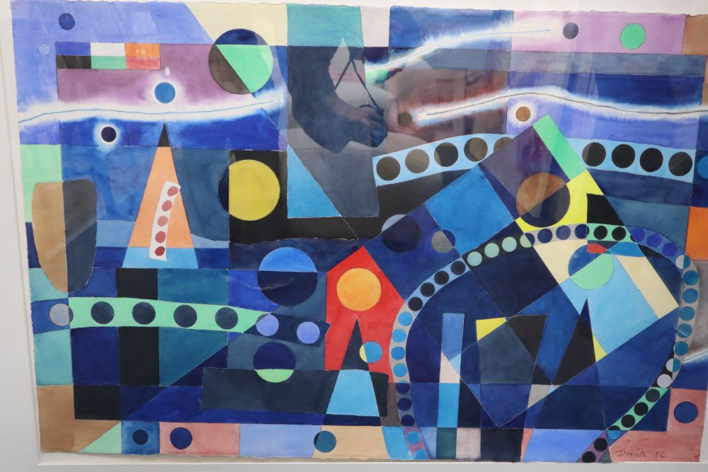Harvey Daniels (1936-2013), watercolour, Green Circle, signed and dated 96, 66 x 100cm.